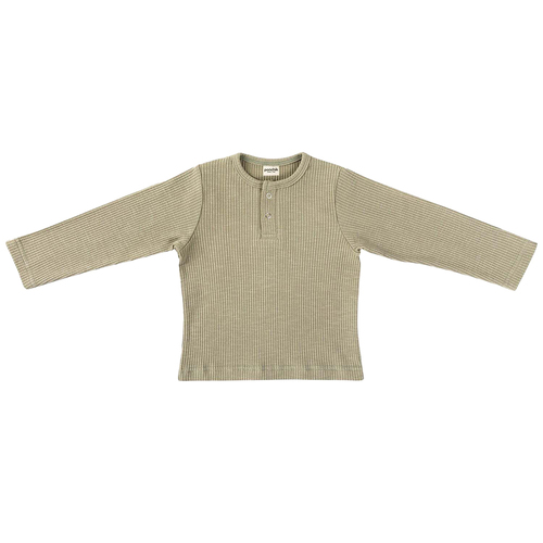 Ponchik Baby/Toddler Cotton Henley T-Shirt Pistachio Rib - Size 3-6m
