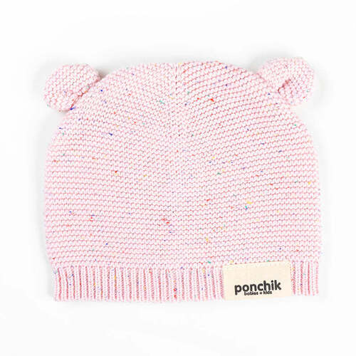 Ponchik Baby/Toddler Bear Beanie Love Speckle Knit - Size 12-24m