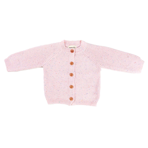Ponchik Baby/Toddler Cotton Knitted Cardigan Love Speckle Knit - Size 12-18m