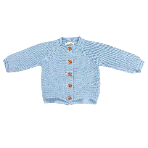 Ponchik Baby/Toddler Cotton Knitted Cardigan Mist Speckle Knit - Size 3-6m