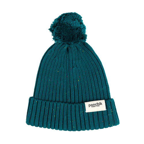 Ponchik Baby/Toddler Pom Pom Ribbed Beanie Jewel Speckle Knit - Size 3-6m