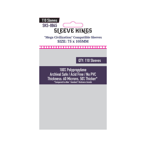 110pc Sleeve Kings 75x105mm Card Sleeves Mega Civilization Compatible