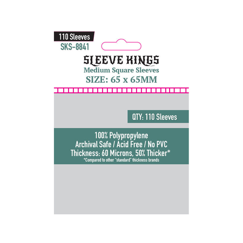 110pc Sleeve Kings 65x65mm Board Game Card Sleeves Medium Square