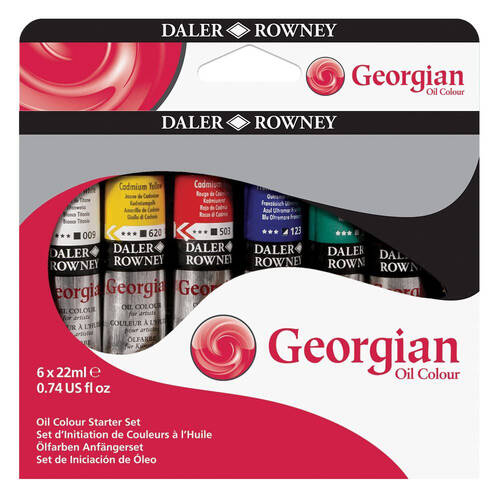 6pc Daler Rowney Georgian Oil Colour Painting Tubes Starter Set 22ml