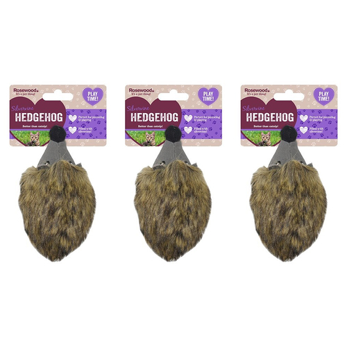 3x Rosewood Silvervine Hedgehog Plush Pet/Cat Toy - Brown