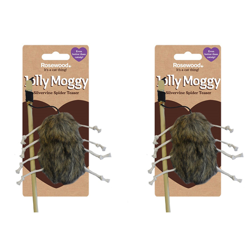 2x Rosewood Jolly Moggy Silvervine Spider Teaser Pet/Cat Toy - Brown