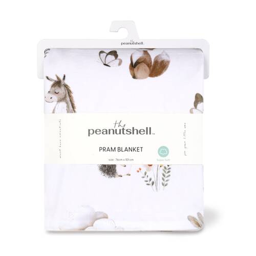 The Peanutshell Forest Dreams Animal Velour Printed Blanket Baby Pink