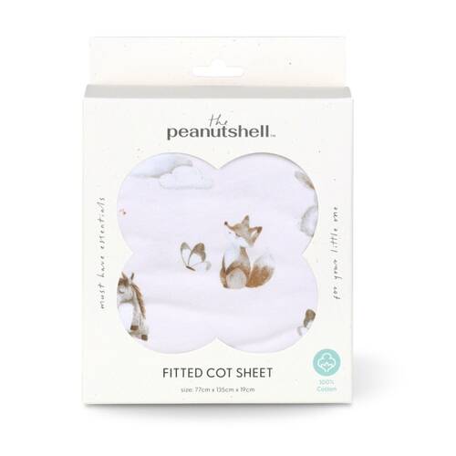 The Peanutshell 100% Jersey Cotton Forest Dreams Cot Fitted Sheet 77x135cm