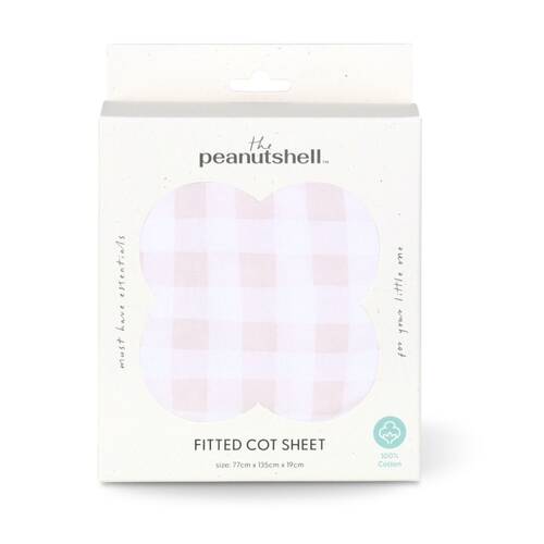 The Peanutshell Forest Dreams Pink Gingham Cot Fitted Sheet 77x135cm