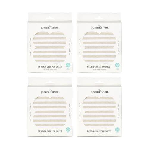 4PK The Peanutshell Safari Dreams Side Sleeper Cot Sheet 52x90cm Tan Stripe