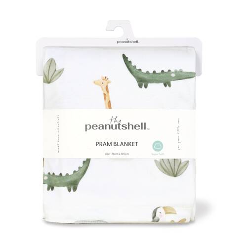 The Peanutshell Safari Dreams Animal Printed Velour Blanket Baby Ivory