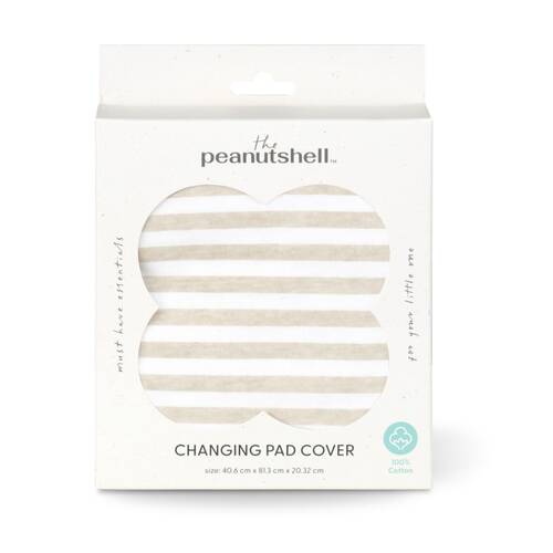 The Peanutshell Safari Dreams Changing Pad Cover 40.6x81.3cm Tan Stripe