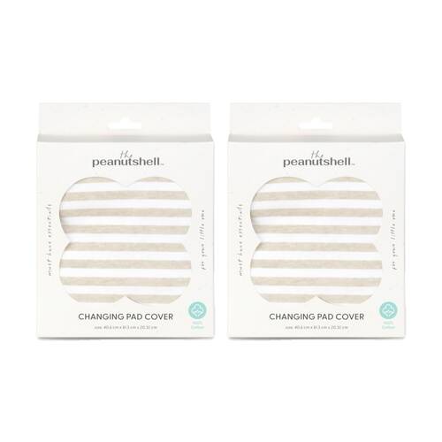 2PK The Peanutshell Safari Dreams Changing Pad Cover 40.6x81.3cm Tan Stripe
