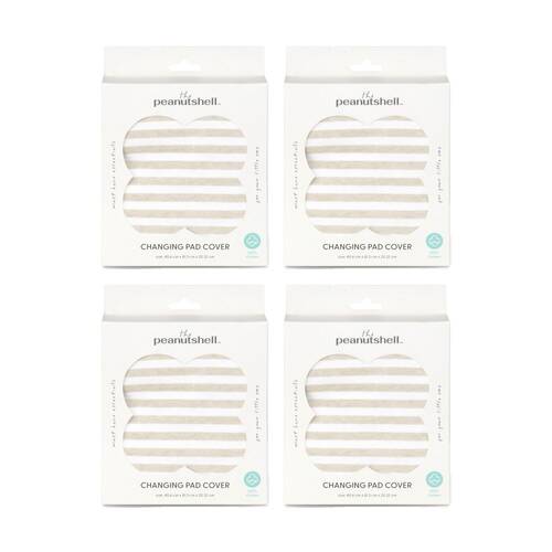 4PK The Peanutshell Safari Dreams Changing Pad Cover 40.6x81.3cm Tan Stripe