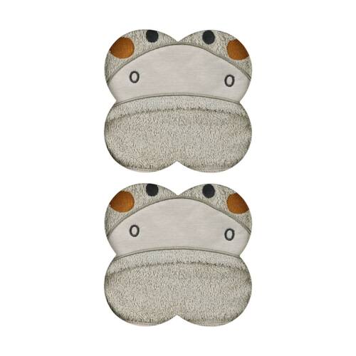 2PK The Peanutshell Safari Dreams Kids Hooded Hippo Towel 100% Cotton Tan