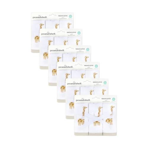 6x 3pc The Peanutshell Safari Dreams Giraffe Childrens Washcloths 100% Cotton