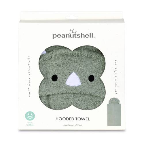 The Peanutshell Kids Dinosaur Hooded Towel 100% Cotton XLarge Coverage Green