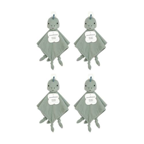 4PK The Peanutshell Dinosaur Children's Security Blanket Soft Toy Green