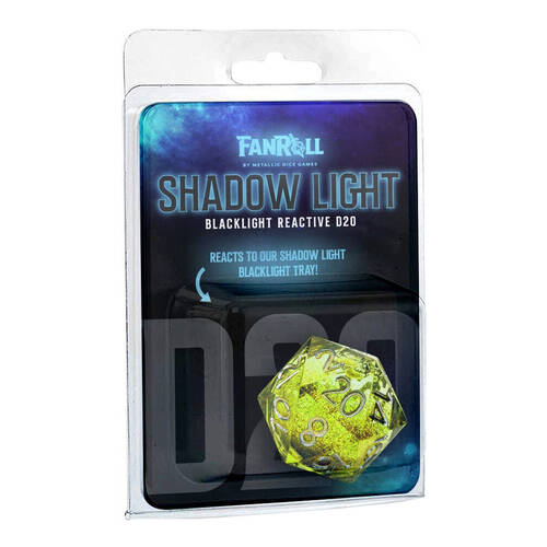 Fanroll by Metallic Individual D20 Shadow Light UV Reactive Elixir Liquid Core Gaming Dice