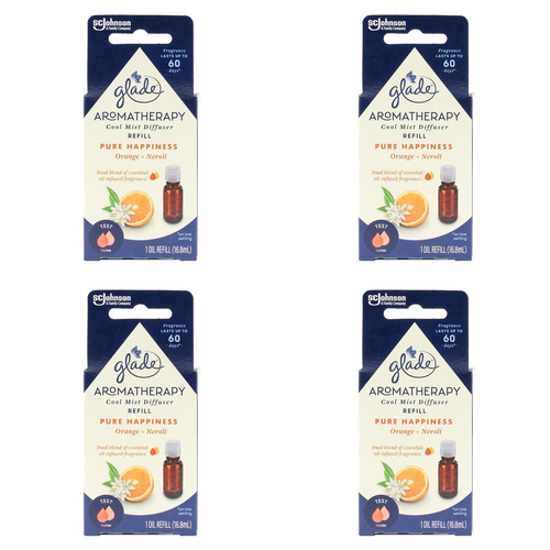 4PK Glade 16.8ml Aromatherapy Cool Mist Diffuser Refill - Orange And Neroli