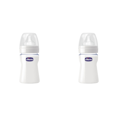 2PK Chicco Nursing Baby 150ml Well-Being Glass Bottle w/Silicone Teat Clear 0m+