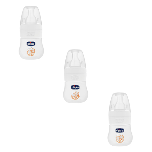 3PK Chicco Nursing Baby Micro 60ml Feeding Bottle w/ Silicone Teat 0m+ Clear