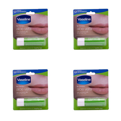 4PK Vaseline Moisturising Lip Therapy Hydrating Lip-Balm Stick 4.8g Aloe Vera