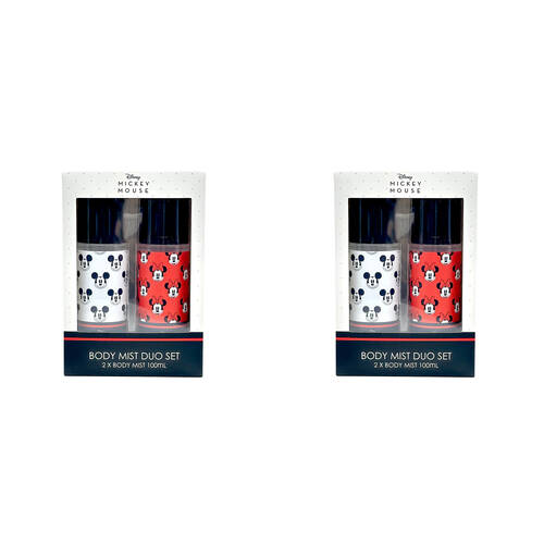 2PK Disney Mickey & Minnie Mouse 100ml Bath Body Mist Duo Set