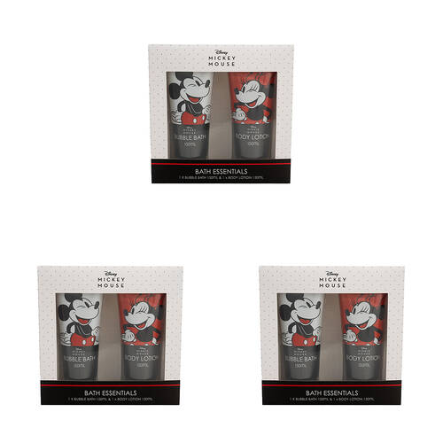 3PK Disney Mickey & Minnie Mouse Bath Essentials Bubble Bath & Body Lotion