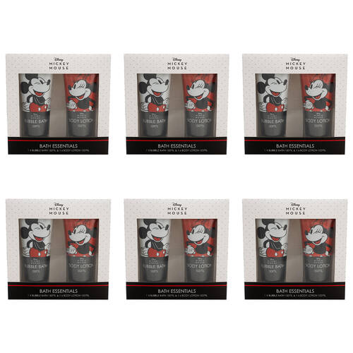 6PK Disney Mickey & Minnie Mouse Bath Essentials Bubble Bath & Body Lotion