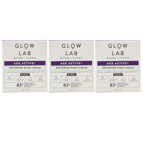3PK Glow Lab 50g Restoring Night Cream Age Active+ Night