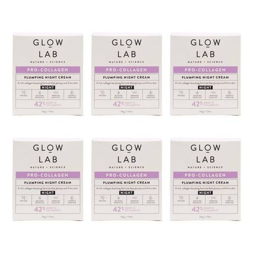 6PK Glow Lab 50g Plumping Night Cream Pro-Collagen Facial Care