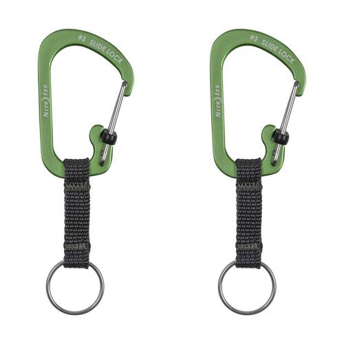 2PK Nite Ize Slidelock 11cm Aluminum Keyring Carabiner - Lime