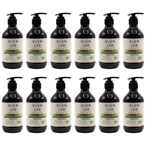 12PK Glow Lab 300ml Antibacterial Handwash w/ Lemongrass & Vetiver