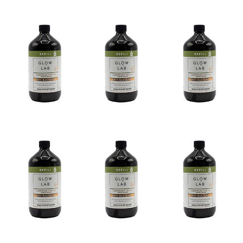 6PK Glow Lab 900ml Antibacterial Handwash Refill w/ Lemongrass & Vetiver
