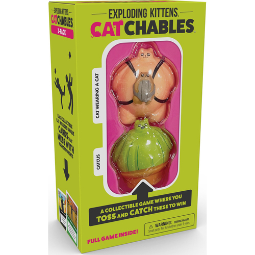 Exploding Kittens Catchables 2-Squishy Cat-Wearing-A-Cat & Catcus Game 8y+