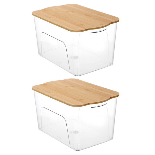 2PK Boxsweden Crystal Reno Storage Box Bamboo Lid 24L 45X29.5X24.5Cm 