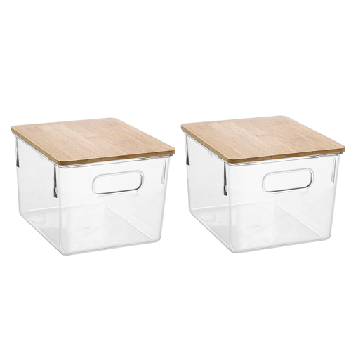 2x Boxsweden Crystal Encore 21x15cm Container w/ Bamboo Lid - Clear