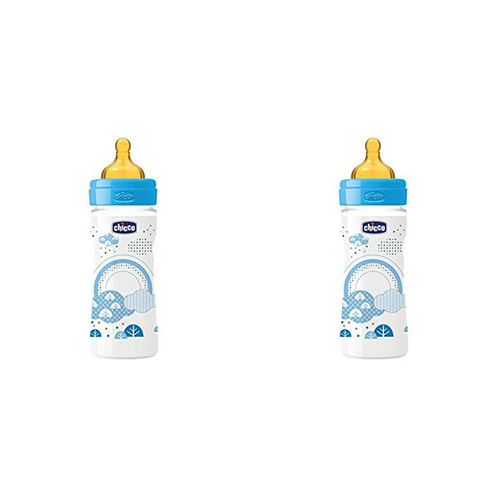 2PK Chicco Nursing Baby Well-Being Latex 250ml Feeding Bottle/Teat 2m+ Boy
