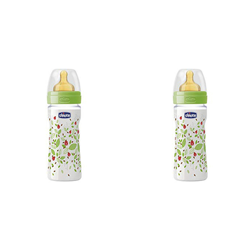2PK Chicco Nursing Baby Well-Being Latex 250ml Feeding Bottle/Teat 2m+ Unisex