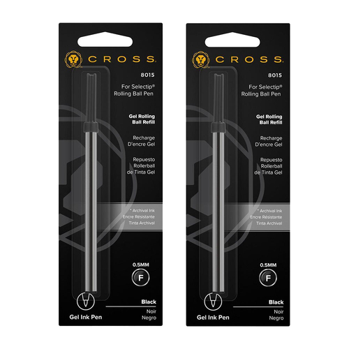 2PK Cross Ink Refill For Selectip Gel Roller Ball Pen 0.5mm - Black