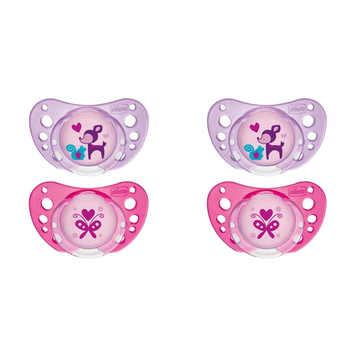 2x 2pc Chicco Nursing Baby Physio Air Latex Soother 6-16m Girl