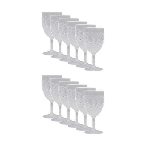 12PK SS Collective Clear Scallop Design Acrylic Wine Glass Drinkware 443ml