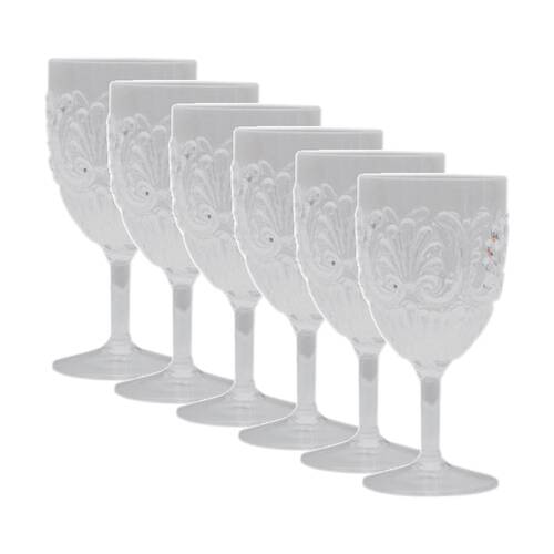 6PK SS Collective Clear Scallop Design Acrylic Wine Glass Drinkware 443ml