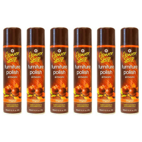 6PK Flower Shop Furniture Polish Antistatic Wood Spray Home Care 330ml
