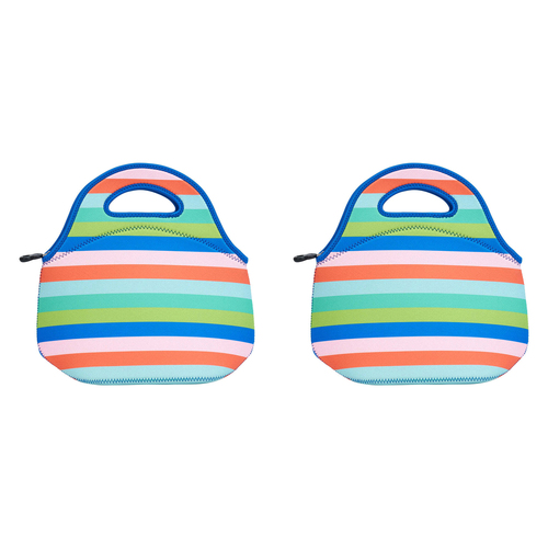 2PK Annabel Trends 30cm Neoprene Lunch Bag - Bright Stripes