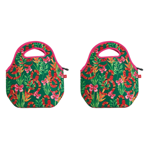 2PK Annabel Trends 30cm Neoprene Lunch Bag Food Storage - Jungle Snake