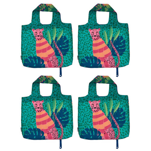 4PK Annabel Trends Reusable Shopping Tote Grocery Bag 50x42cm Cheetah