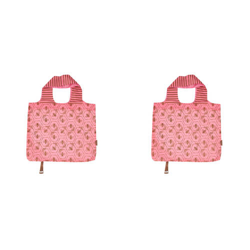2PK Annabel Trends Shopping Tote Bag 50x42cm Reusable - Pink Bee