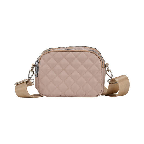 Annabel Trends AT Travel Quilted 3-Zip Crossbody Bag 18x14cm - Oyster